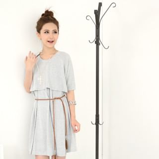 Cropped-Layer Knit Dress (Belt not Included)
