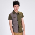 INTHING - Plaid Panel Short-Sleeve Shirt