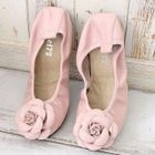 Lane172 - Genuine Leather Flower-Accent Flats