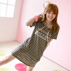 Tokyo Fashion - Short-Sleeve Striped Hooded Dress