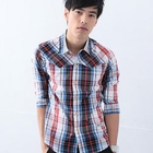 MR.PARK - Elbow-Sleeve Plaid Shirt