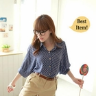 Tokyo Fashion - Dolman Sleeve Drawstring Dotted Shirt