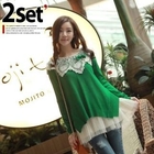 CLICK - Set: Knit Top + Crochet-Bib Tulle Dress