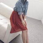 D.P-Shop - Asymmetric-Hem Chiffon Skirt