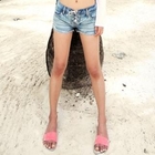 SARAH - Lace-Up Front Denim Shorts