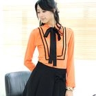 59th Street - Contrast-Trim Sash Blouse
