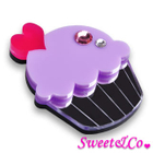 Sweet & Co. - Swarovski Crystal Silver Purple Cupcake Pin