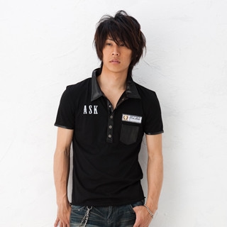 Faux Leather Trim Polo Shirt
