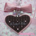 Sweet & Co. - Sweet XL Pink Bow & Heart Choco Bar Swarovski Crystal Long Necklace