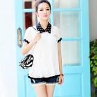 Meteshow - Detachable-Collar Pleated Chiffon Top