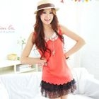 Tokyo Fashion - Lace Collar Scalloped-Hem Tank Top