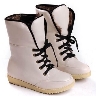 Faux Fur-Lined Lace-Up Boots Faux Fur-Lined Lace-Up Boots