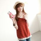 Tokyo Fashion - Lace-Trim Dotted Halter Top