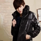 Monkey Shop - Stand-Collar Wet-Look Padded Jacket