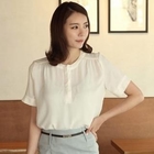 ode' - Shirred Chiffon Top