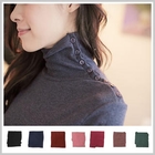 Clair Beauty - Button-Accent Turtleneck Top