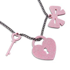 Sweet & Co. - Pink Glitter Heart Lock & Key Necklace