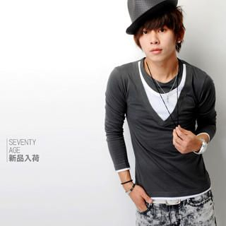 Inset Top V-Neck T-Shirt Inset Top V-Neck T-Shirt