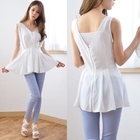 HAPPY CAT - Chiffon Pleated Peplum Top