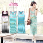 Clair Fashion - Stripe Tank Dress with Belt