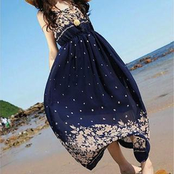 Fashion Street - Sleeveless High-Waist Print Maxi Dress Fashion Street - Sleeveless High-Waist Print Maxi Dress