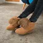 Ni-kiyo - Genuine Leather Faux-Fur Trim Boots