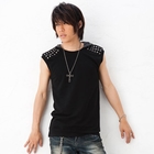 BLACK ASUKA - Studded Sleeveless Hooded Top
