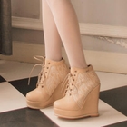 Angel Love - Lace-Detail Wedge Shoe Boots