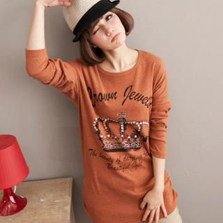 Ruched-Side Rhinestone Printed Top