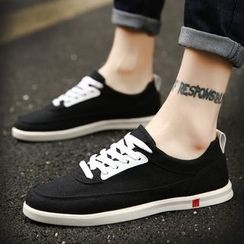 HANO - Faux-Suede Panel Linen Sneakers HANO - Faux-Suede Panel Linen Sneakers