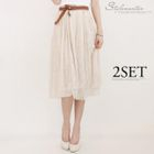 Stylementor - Set: Laced A-Line Skirt + Belt