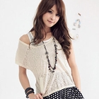OrangeBear - Set: Rose-Pattern Sheer Top + Tank Top