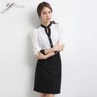 yeomong - Contrast-Trim Chiffon Blouse