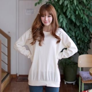 Dolman-Sleeve Beaded Pullover