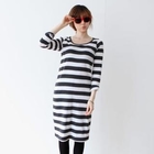 Elli's Cabinet - Round-Neck Stripe Midi Dress