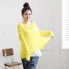 STYLEKELLY - Asymmetric-Hem Pointelle knit Top