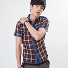 MR.PARK - Denim Panel Plaid Shirt