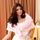 JK2 - Lace-Trim Faux-Fur Beaded Stole