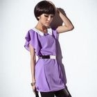 1313 - Peter Pan Collar Contrast-Trim Chiffon Top