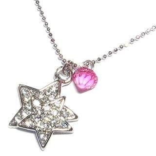 'Double Stars' Necklace with Pink Swarovski Crystal 'Double Stars' Necklace with Pink Swarovski Crystal