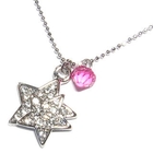 6thJune - 'Double Stars' Necklace with Pink Swarovski Crystal