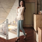 ode' - Elasticized Waist Side-Zip Skinny Pants