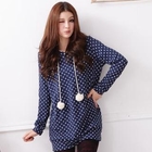 D.P-Shop - Pompom Accent Dotted Hooded Pullover