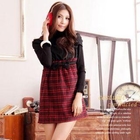 LOYER.mod - Short-Sleeve Bow-Accent Check Dress