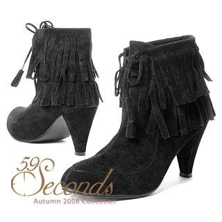 High Heel Fringed Ankle Boots High Heel Fringed Ankle Boots