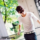 TOPGUYS - Grommet-Accent 3/4-Sleeve T-Shirt