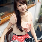 OrangeBear - Flower-Accent Piped Chiffon Top