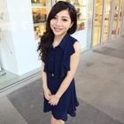 Goodies - Button-Front Sleeveless Chiffon Dress With Bow-Belt