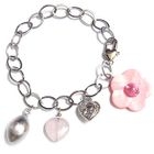 6thJune - 'Beautiful Flower' Crystal Charm Bracelet (Pink)