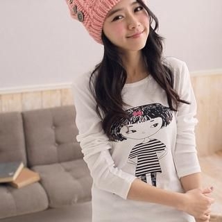 Long-Sleeve Girl Print T-Shirt Long-Sleeve Girl Print T-Shirt